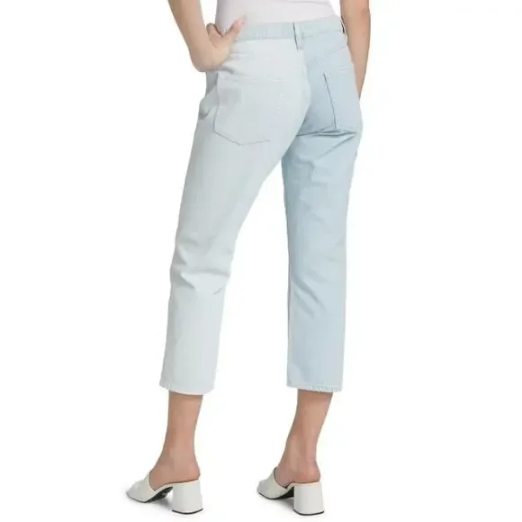 FRAME like new split screen light wash denim Le Slouch straight cropped jeans - Picture 11 of 11